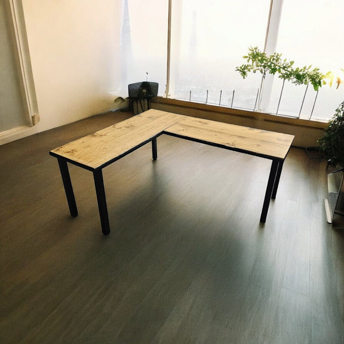 Any Size - Handmade L-Shaped Desk Reclaimed Distressed with 2x2 legs and free shipping