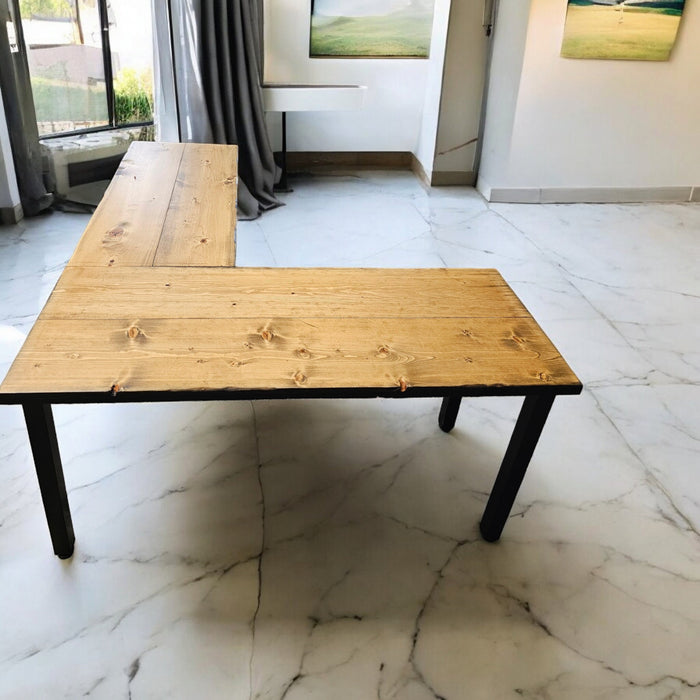 Any Size - Handmade L-Shaped Desk Reclaimed Distressed with 2x2 legs and free shipping