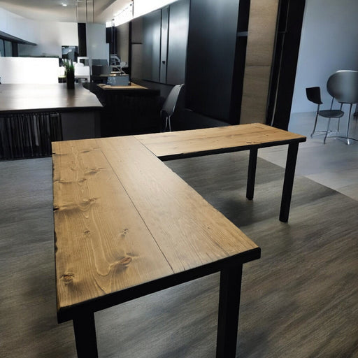 Any Size - Handmade L-Shaped Desk Reclaimed Distressed with 2x2 legs and free shipping