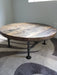 Reclaimed Distressed Round Coffee Table. Heavy Duty Iron Pipe legs. Choose size and height.