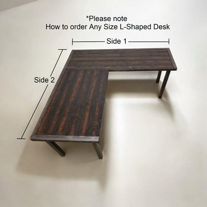 Any Size - Handmade L-Shaped Desk Reclaimed Distressed with 2x2 legs and free shipping