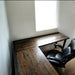 Custom L-Shaped Desk Reclaimed Distressed Industrial Style with 2x2 legs, large keyboard tray, wood drawer, free shipping