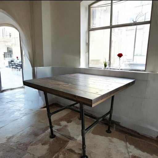 Reclaimed Distressed Wooden Dining Table with Pipe legs Pub Height Counter Height