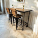 Sunburst Bar Table with Locking Casters and Iron Pipe legs Pub Height Counter Height Dining Table with Reclaimed Distressed Wood