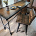 Sunburst Bar Table with Locking Casters and Iron Pipe legs Pub Height Counter Height Dining Table with Reclaimed Distressed Wood