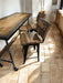 Sunburst Bar Table with Locking Casters and Iron Pipe legs Pub Height Counter Height Dining Table with Reclaimed Distressed Wood