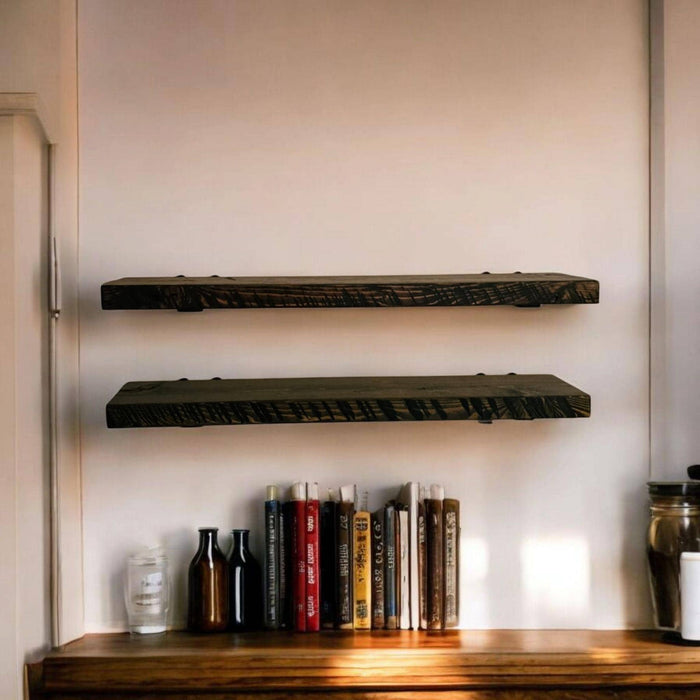 Single Floating Shelf with Saw Marks - Everything Included to Mount to Drywall or Wood