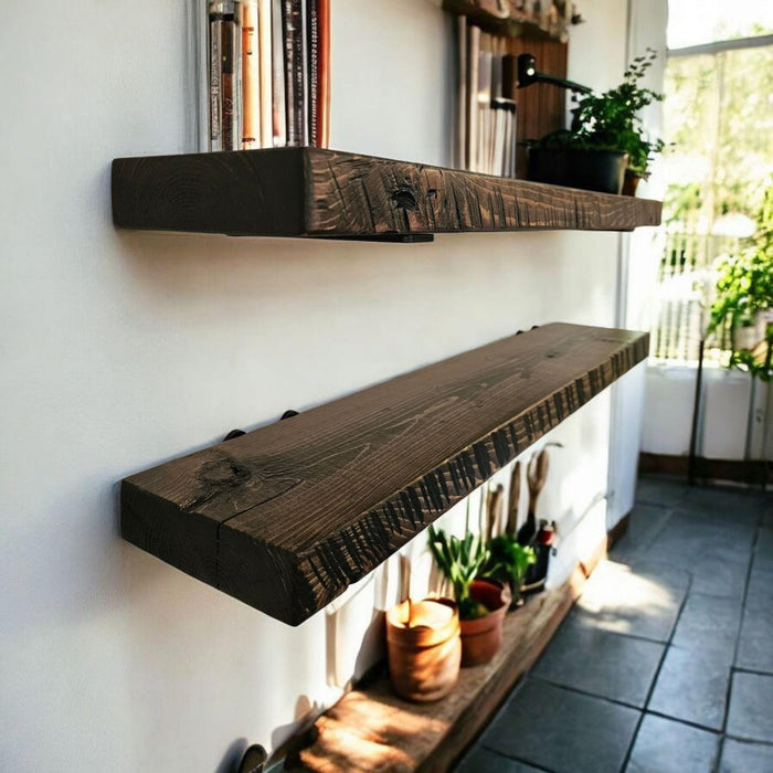 Single Floating Shelf with Saw Marks - Everything Included to Mount to Drywall or Wood