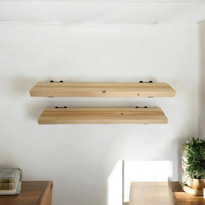 Natural Light Wood Single Shelf - Everything Included to Mount to Drywall or Wood