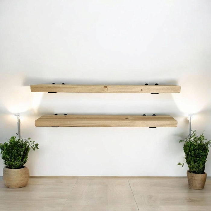 Natural Light Wood Single Shelf - Everything Included to Mount to Drywall or Wood