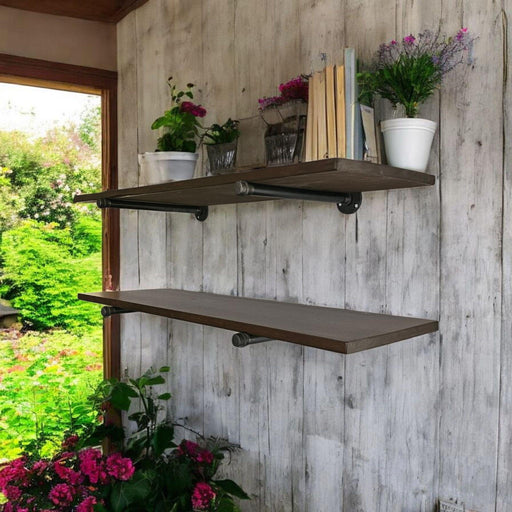 1x12 Single Plank Pipe Shelf - Everything Included to Mount to Drywall or Wood