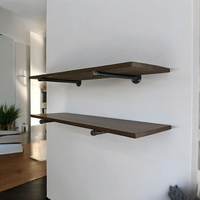 1x12 Single Plank Pipe Shelf - Everything Included to Mount to Drywall or Wood
