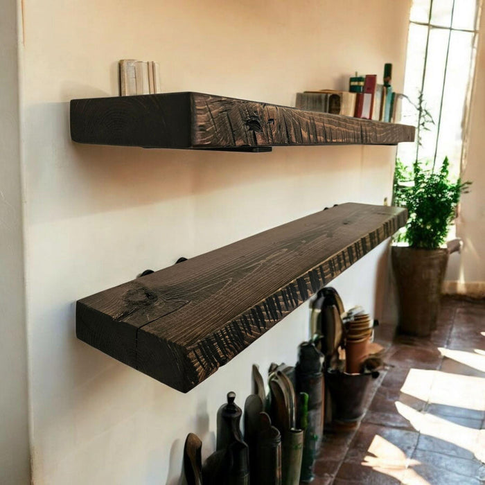 Single Floating Shelf with Saw Marks - Everything Included to Mount to Drywall or Wood