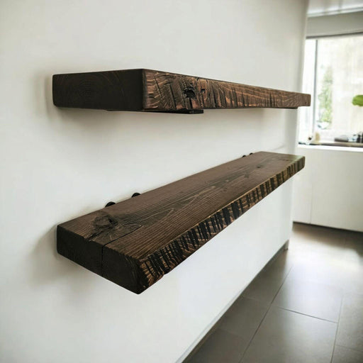 Single Floating Shelf with Saw Marks - Everything Included to Mount to Drywall or Wood