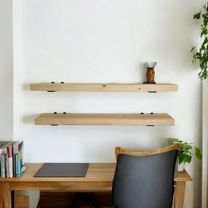 Natural Light Wood Single Shelf - Everything Included to Mount to Drywall or Wood