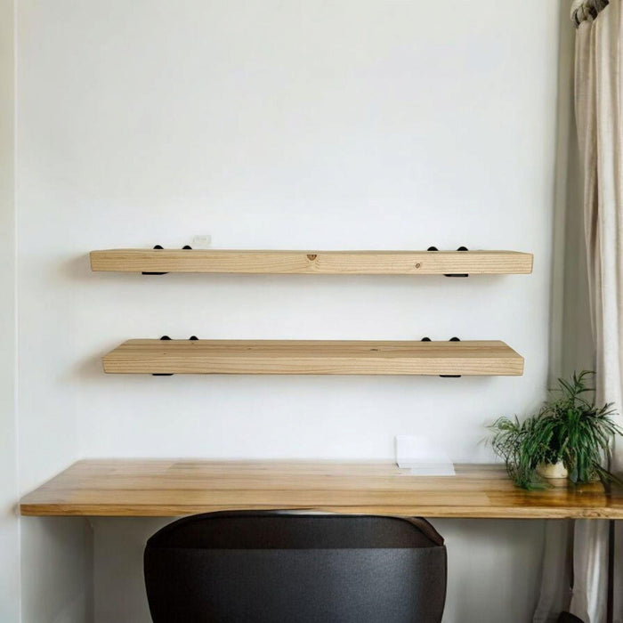 Natural Light Wood Single Shelf - Everything Included to Mount to Drywall or Wood