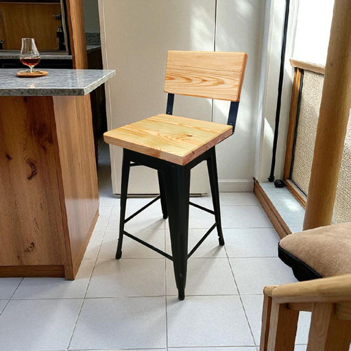 Natural Wood Chairs Reclaimed Distressed Stool Counter Height Bar Height Dining Comfortable Industrial Design