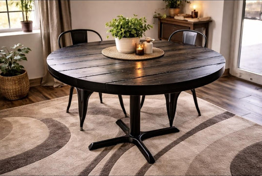 Tortured Reclaimed Distressed Round Dining Table, Hairpin Legs, Pedestal Base, or 2x2 Legs. Any Size