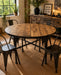 Reclaimed Distressed Round Dining Table with X Pipe Base. Standard , Counter , or Pub / Bar Height