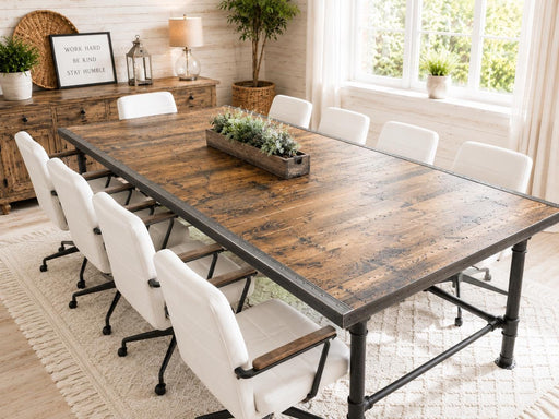 Large 8-12 Person Dining Table with Reclaimed Distressed wood and 2x2 legs