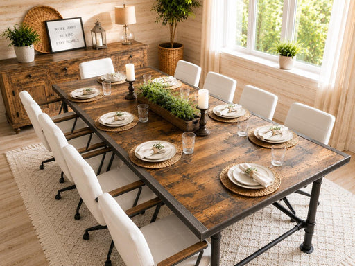 Large 8-12 Person Dining Table with Reclaimed Distressed wood and 2x2 legs
