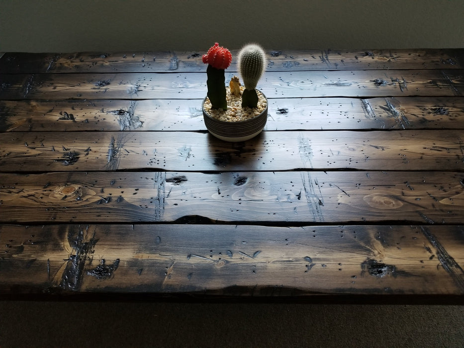 Clearance Sale! Tortured Reclaimed Distressed Industrial Standing Desk for Cubicle with straight steel 2x2 legs