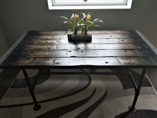 Clearance Sale! Tortured Reclaimed Distressed Industrial Office Desk with pipe legs