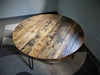 Clearance Sale! Reclaimed Distressed Old Round Dining Table with Heavy Duty Rebar Hairpin legs