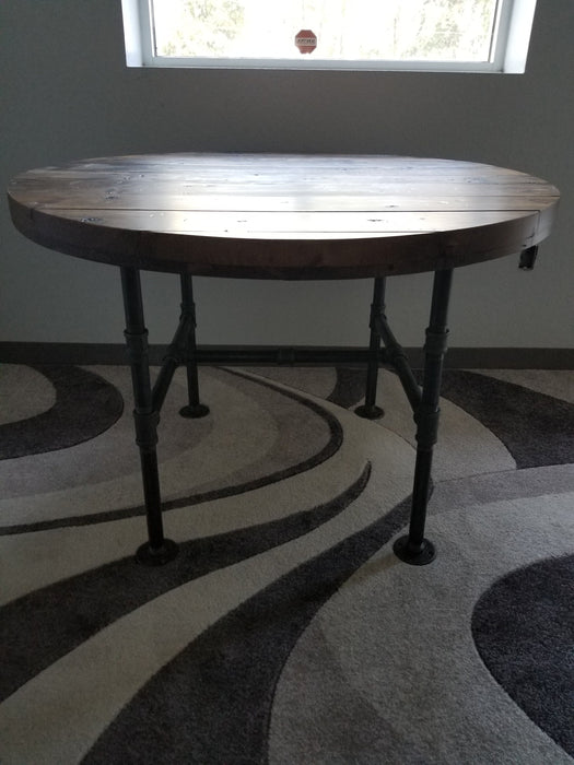 Clearance Sale! Reclaimed Distressed Round Dining Table. Heavy Duty Iron Pipe legs. Choose size and height.