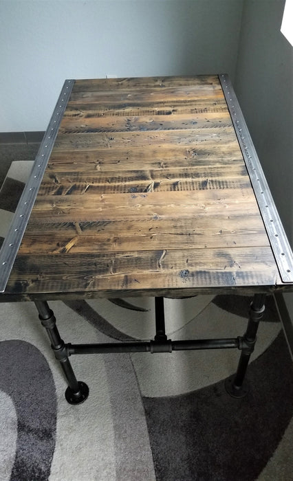 Clearance Sale! Reclaimed Distressed Dining Table with Pipe legs Pub Height Counter Height