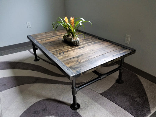 Clearance Sale! Reclaimed Distressed Coffee Table with Pipe legs, well built, Quality, Character, Customizable.