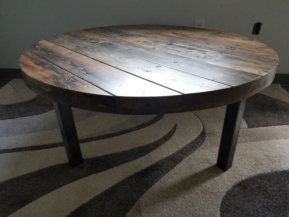 Clearance Sale! Reclaimed Distressed Old Round Dining Table with 2x2 legs