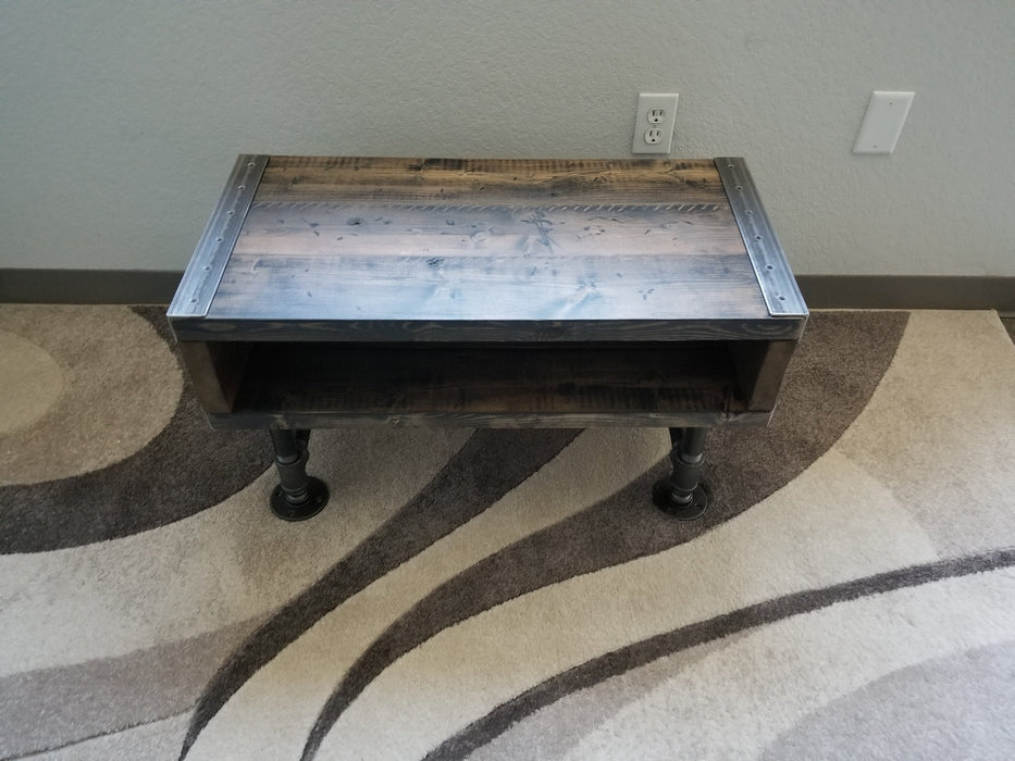 Sale! Industrial Coffee, Side Table, TV Stand, Shoe Bench Reclaimed Distressed Wood with Pipe Legs