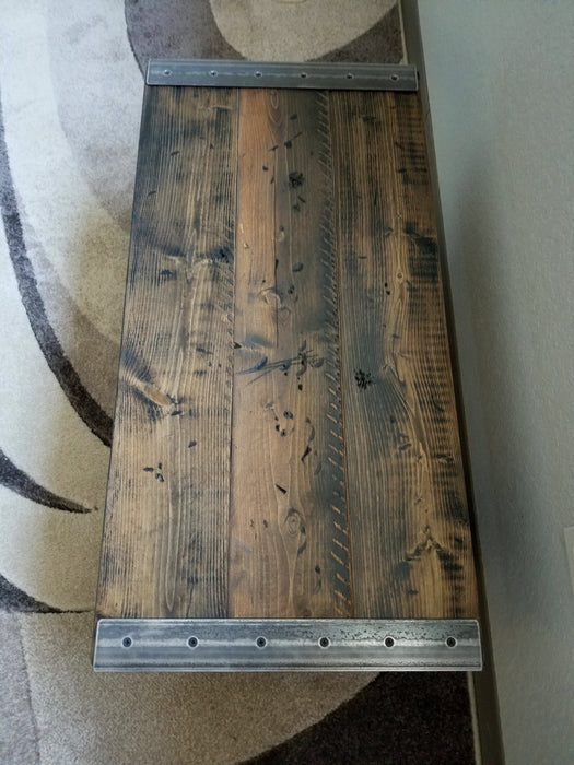 Sale! Industrial Coffee, Side Table, TV Stand, Shoe Bench Reclaimed Distressed Wood with Pipe Legs