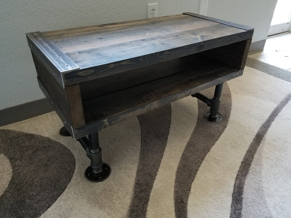 Sale! Industrial Coffee, Side Table, TV Stand, Shoe Bench Reclaimed Distressed Wood with Pipe Legs