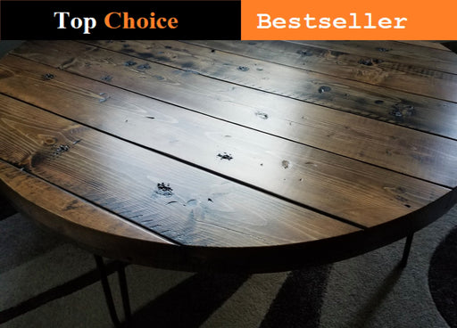 Clearance Sale! Reclaimed Distressed Round Coffee Table. Heavy Duty Rebar Hairpin legs. Choose size and height.