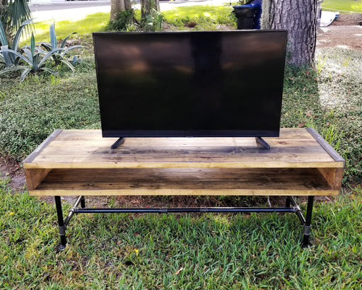 Clearance Sale! Large Industrial Coffee, Side Table, TV Stand, Shoe Bench Reclaimed Distressed Wood with Pipe Legs