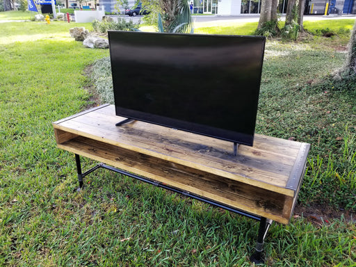 Clearance Sale! Large Industrial Coffee, Side Table, TV Stand, Shoe Bench Reclaimed Distressed Wood with Pipe Legs