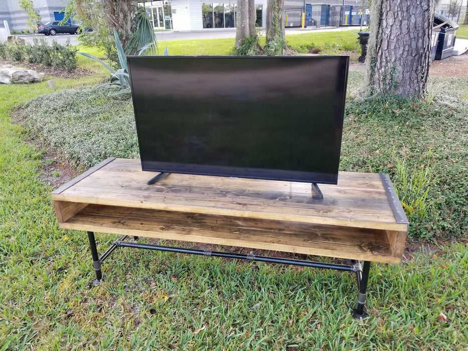 Clearance Sale! Large Industrial Coffee, Side Table, TV Stand, Shoe Bench Reclaimed Distressed Wood with Pipe Legs