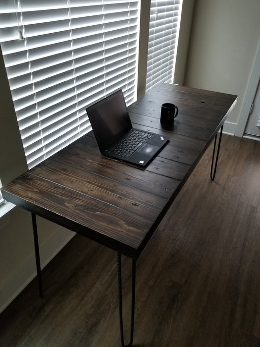 Clearance Sale! Choose Size Standing Desk Thick Solid Wood Espresso Reclaimed Distressed Wood with Hairpin legs