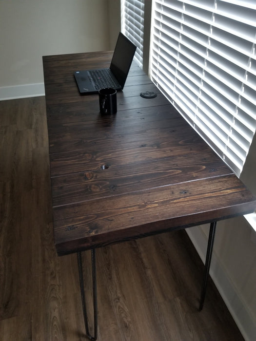 Clearance Sale! Choose Size Standing Desk Thick Solid Wood Espresso Reclaimed Distressed Wood with Hairpin legs