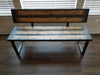 Clearance Sale! Dungeon Bench with Back Reclaimed Distressed Solid Wood Industrial Comfortable Unique Design with Heavy Duty Steel Legs