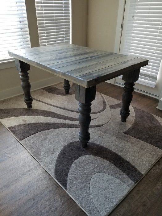 Clearance Sale! Farmhouse Dining Table Reclaimed Distressed Solid Wood with Chunky Wood Legs and Custom Stain