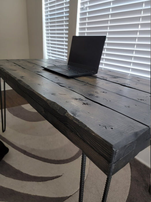 Clearance Sale! Tortured Old Growth Style Custom Desk Chunky Wood Reclaimed Distressed with Hairpin legs