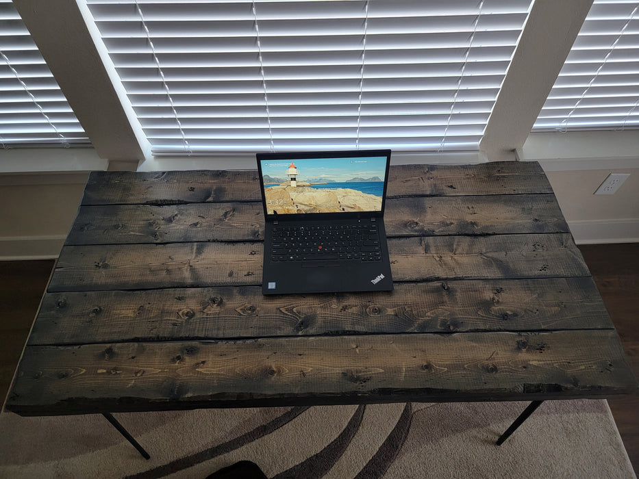 Clearance Sale! Tortured Old Growth Style Custom Desk Chunky Wood Reclaimed Distressed with Hairpin legs