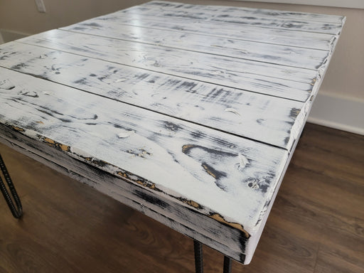 Clearance Sale! White Reclaimed Distressed Wooden Coffee Table with hairpin legs