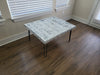 Clearance Sale! White Reclaimed Distressed Wooden Coffee Table with hairpin legs