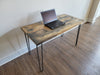 Clearance Sale! Killer Wood Desk Reclaimed Distressed Industrial Desk with Rebar Hairpin Legs