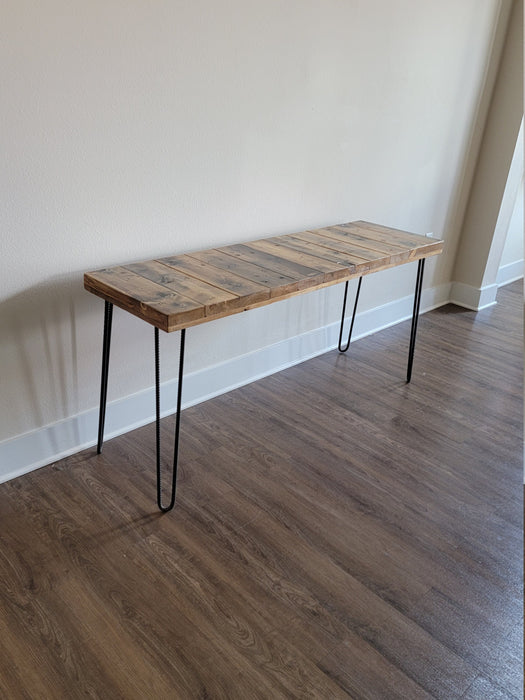 Clearance Sale! Chunky Wood Desk Reclaimed Distressed Desk with Rebar Hairpin legs