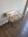 Sale! Killer Bench with Back Reclaimed Distressed Solid Wood Industrial Comfortable Unique Design with Heavy Duty Rebar Hairpin Legs